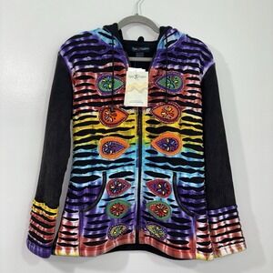 AGAN TRADERS Women's Full Zip Heavyweight Hoodie Jacket Size S/M Boho Hippie NWT